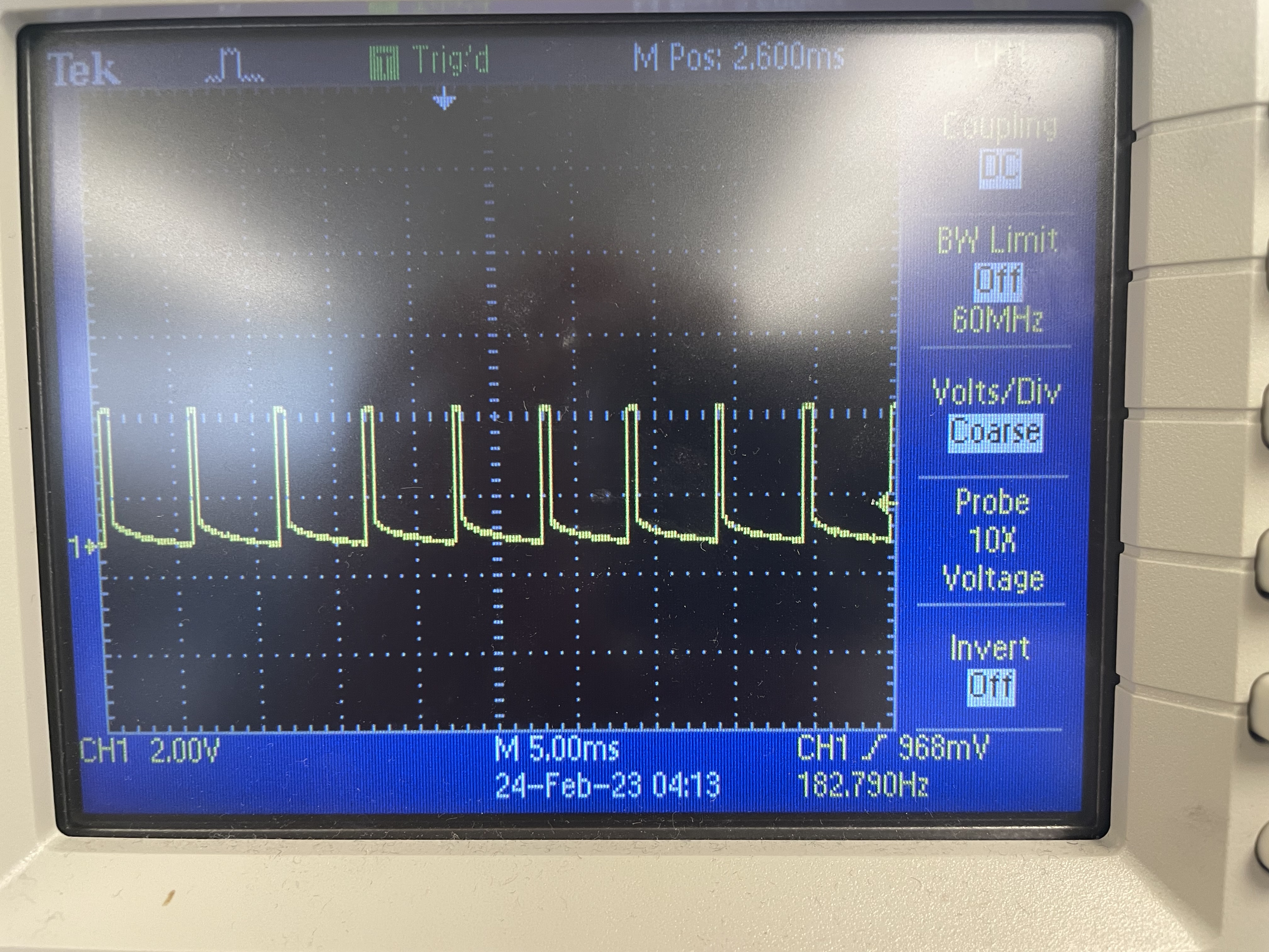 Picture of Oscilloscope and the Wave Form - 20 PWM Signal